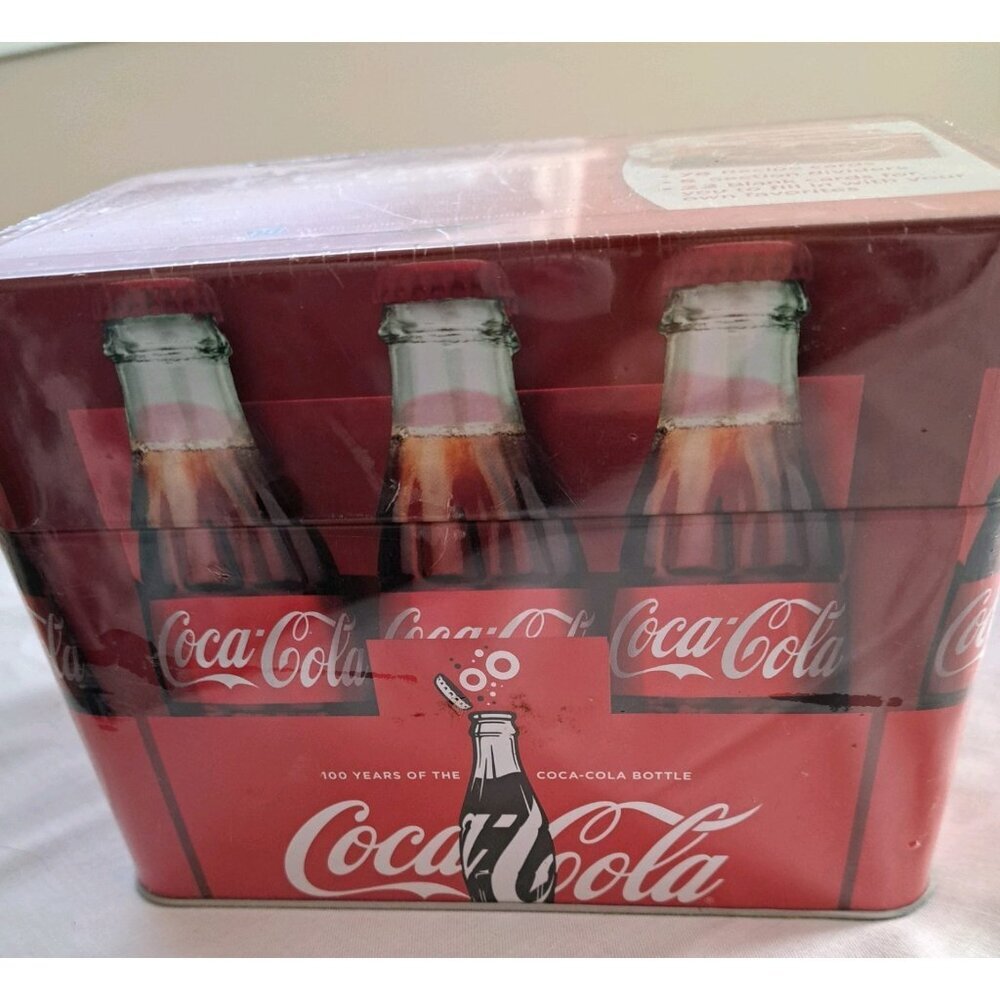 Vintage 100 Years of Coca-Cola Metal‎ Tin Recipe Box with Recipe Cards